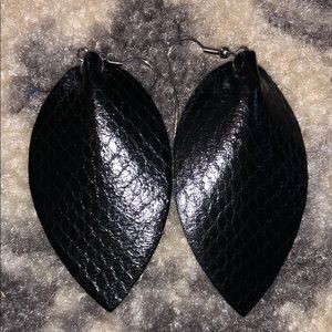 Black leather earrings